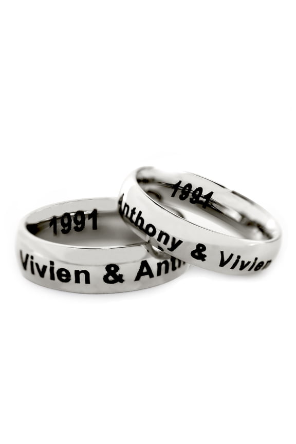 Personalized Stainless Steel Couples Spinner Ring for Her