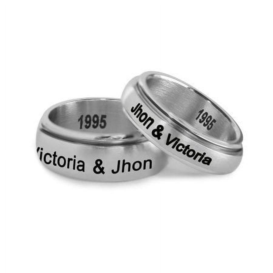 Personalized Stainless Steel Couples Spinner Ring for Him