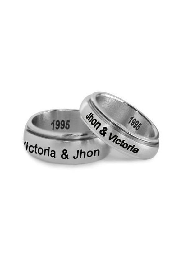 Personalized Stainless Steel Couples Spinner Ring for Him