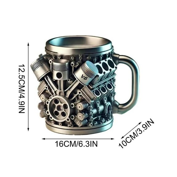 Personalized Stainless Steel Mug - V8 V6 Engine Stylish For Car Enthusiasts Resin Stainless Steel Cup Personality Wine Cup Coffee Cup Gift Decoration