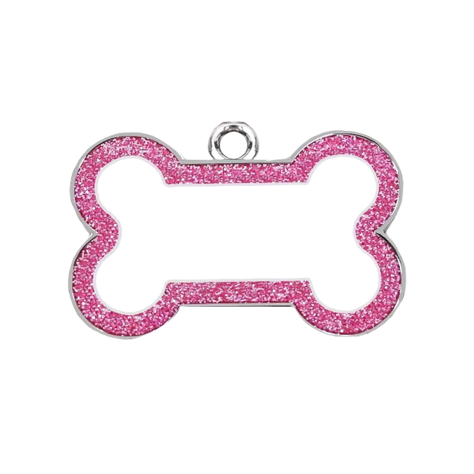 Personalized Stainless Steel Pet ID Tags with Glittery Bone Design