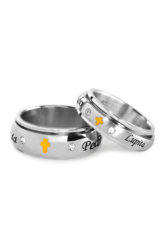 Personalized Stainless Steel Religious Couples Spinner Ring for Him