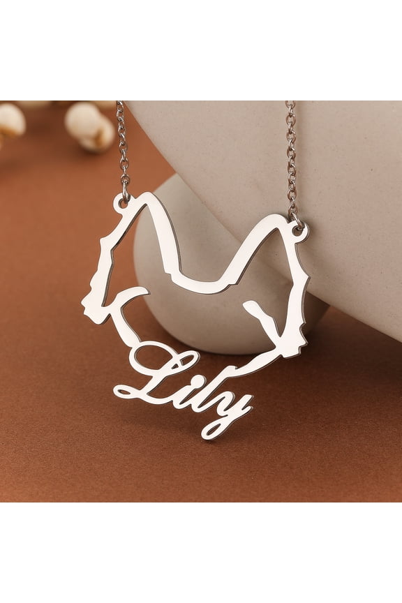 Personalized Stainless Steel Yorkshire Terrier Dog Customized Laser Engraved Name Letter Chain Pendant Necklace Jewelry