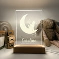 thumbnail image 1 of Personalized Stand Night Light Up Lamp LED Custom Free Engraved Names, Wood Base, Moon and Stars, Animals, Nature, 1 of 8