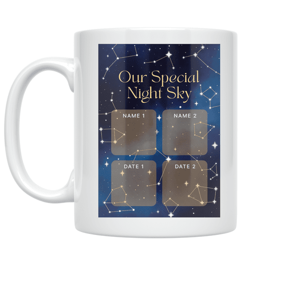 Personalized Star Map Design - Couples Celebrating Love - 11 oz Ceramic Coffee Mug