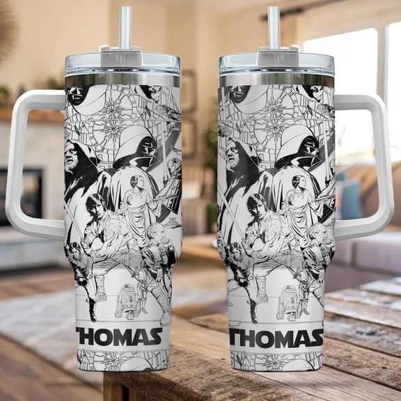 Personalized Star War Tumbler 40OZ Cup, Custom Laser Engraved Tumbler with Name & Logo, Christmas Gift for Him or Her