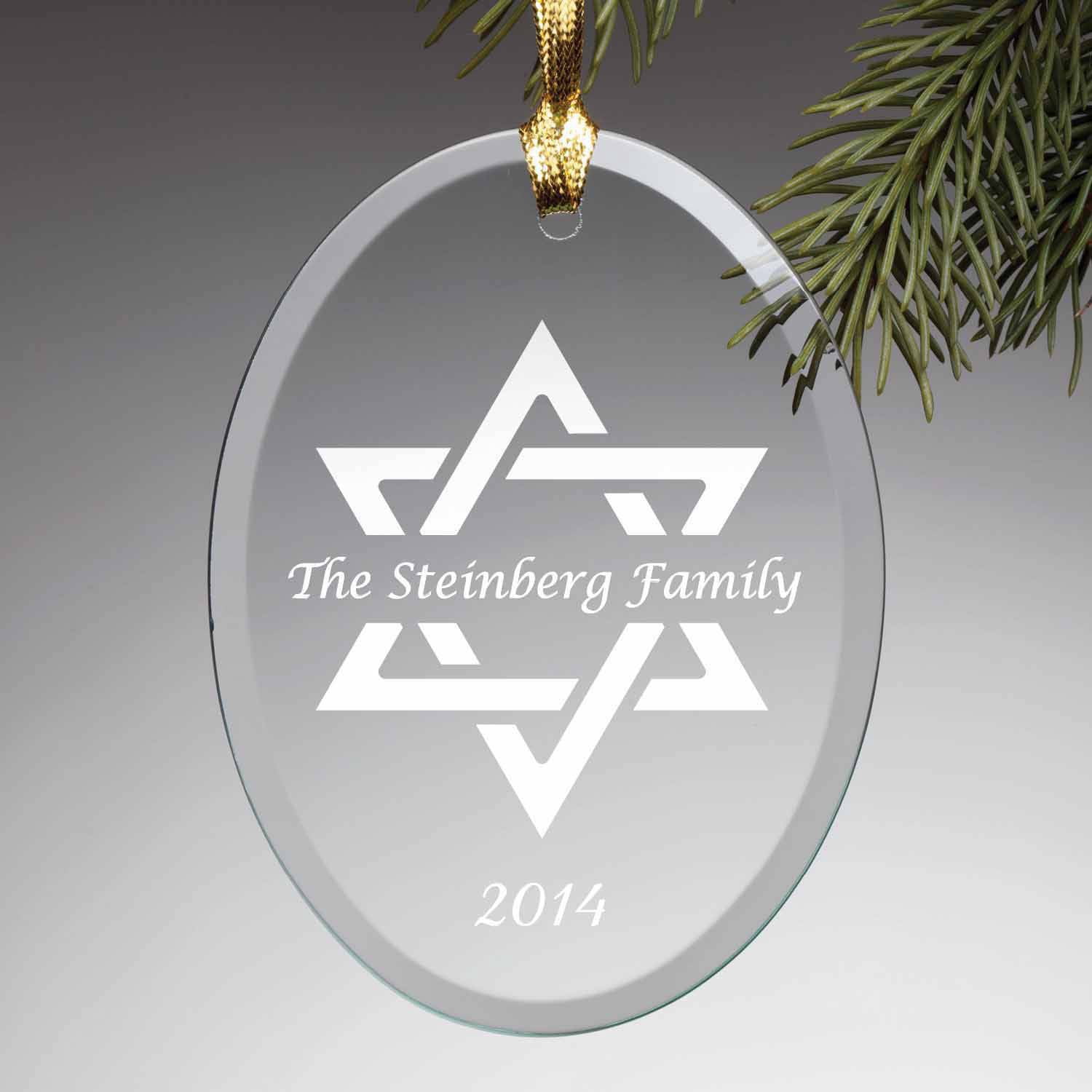 Personalized Star of David Glass Ornament - Hanukkah Ornament