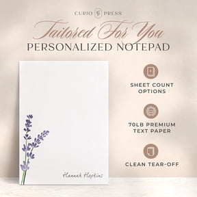 Personalized Stationery Notepads for Women 50 Sheets, Purple Lavender Sprig Custom Notepad Personalized Notepads with Name, Florals Custom Stationary Notepad for Memo - Lavender Pad
