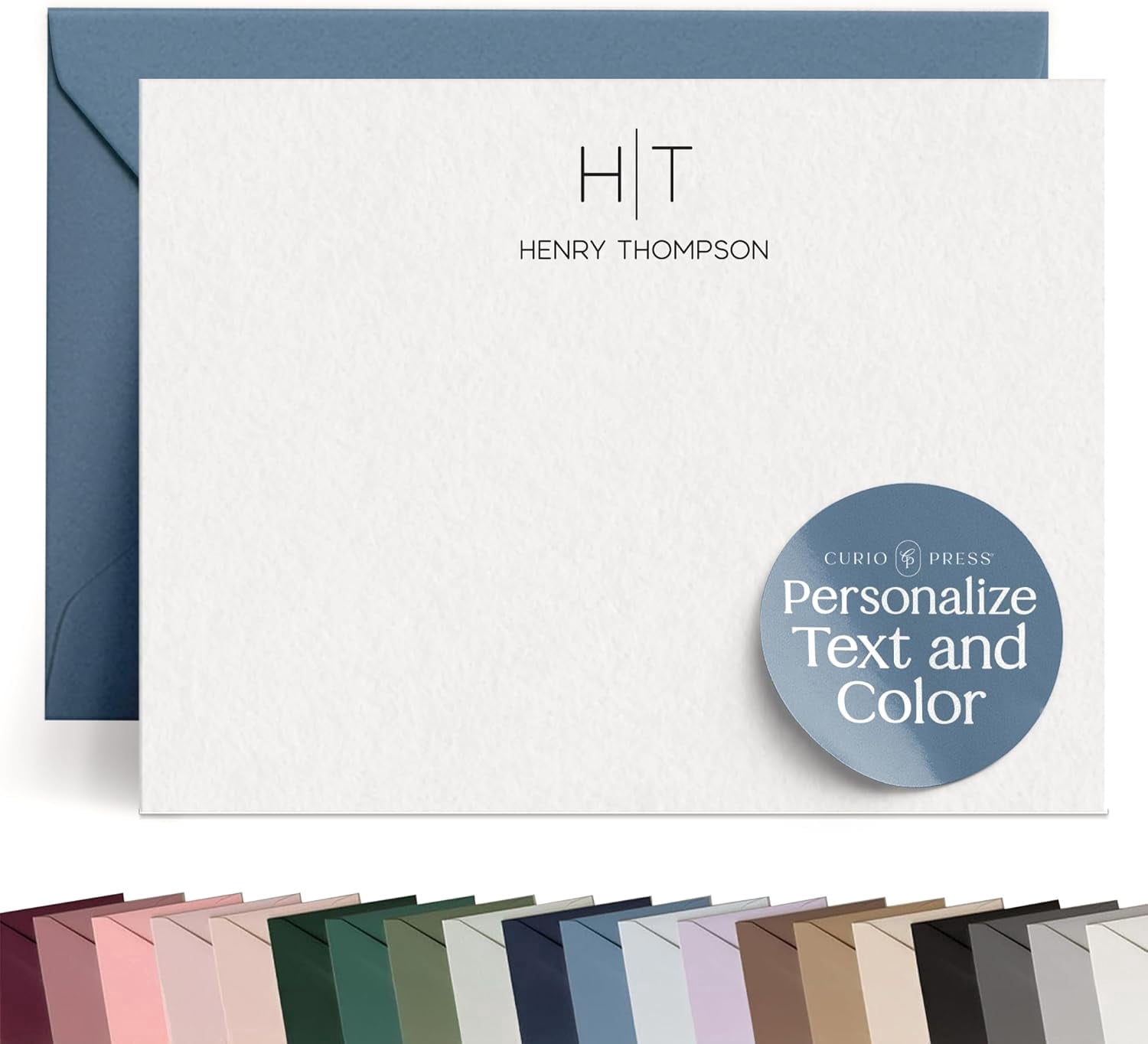 Personalized Stationery for Women & Men - A2 Flat Thank You Cards with Custom Notecards, Handmade Personalized Note Cards with Envelopes and Name, Custom Stationery - Thin Line Flat