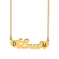 thumbnail image 1 of Personalized Sterling Silver, 14K Gold Plated Sterling Silver, 10K Gold or 14K Gold Script Name Necklace with Laser Engraved Initials on Heart-Shaped Ends with 18 inch Link Chain. Spring Ring Clasp., 1 of 3