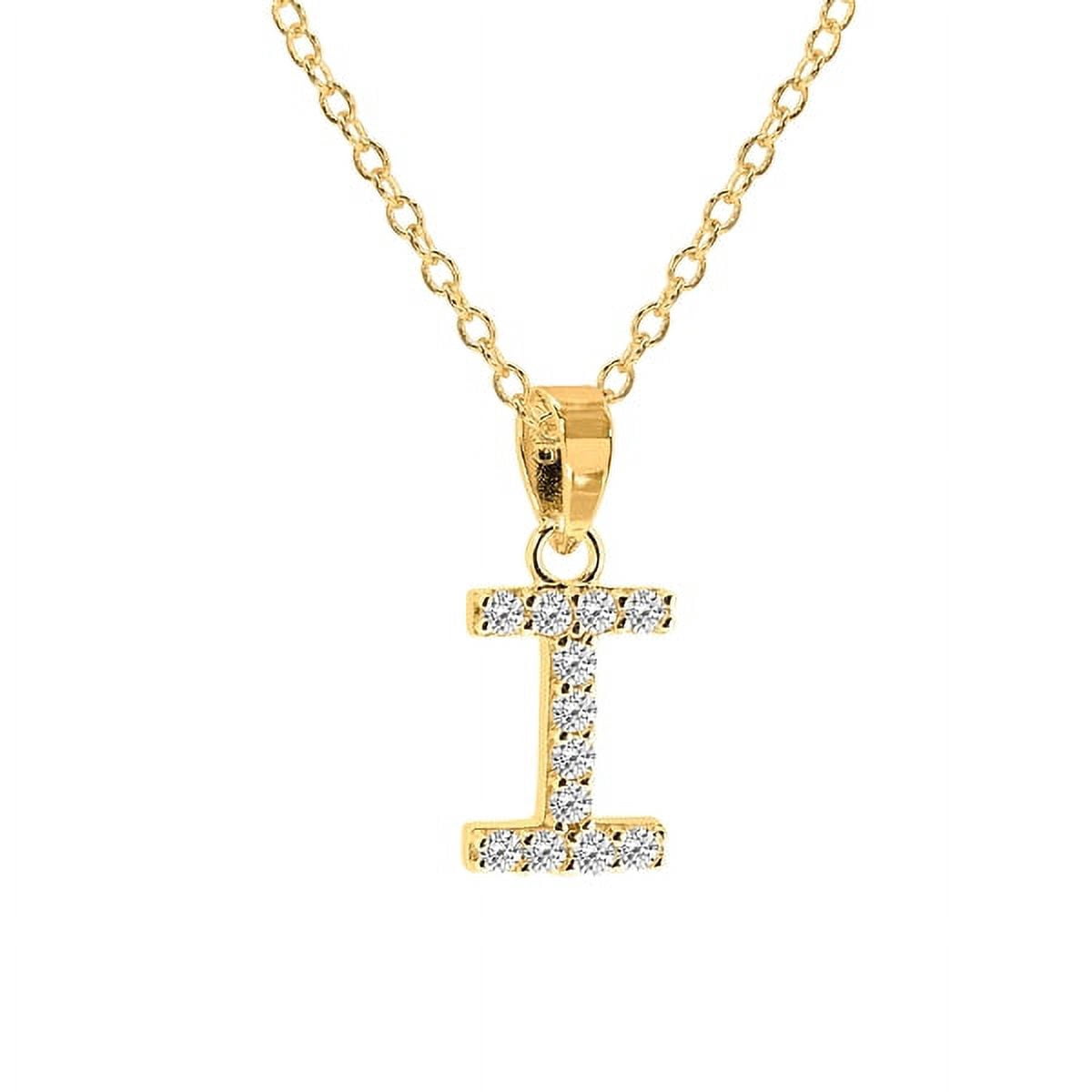 Personalized Sterling Silver Cubic Zirconia Initial Letter Pendant with 18-inch Link chain
