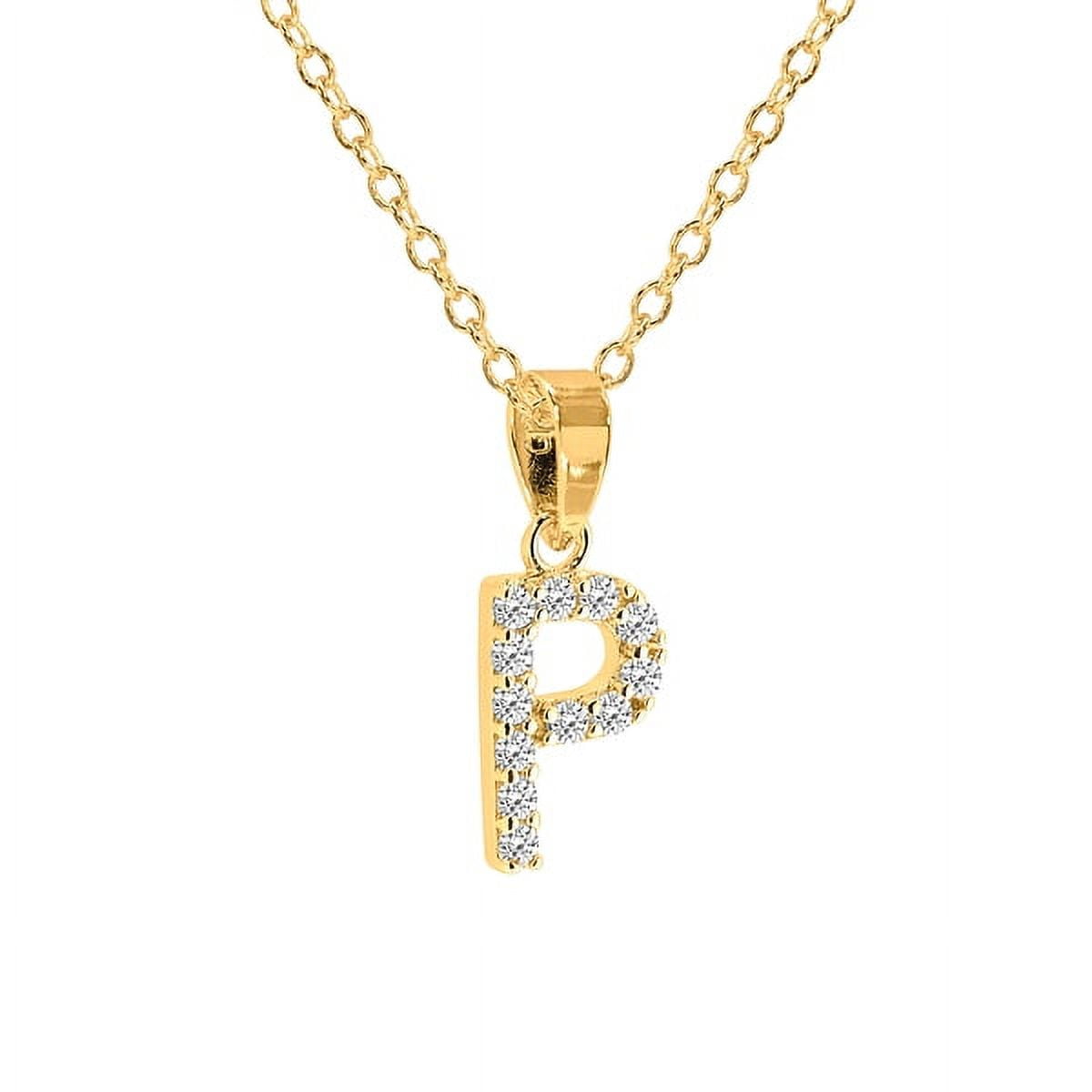 Personalized Sterling Silver Cubic Zirconia Initial Letter Pendant with 18-inch Link chain