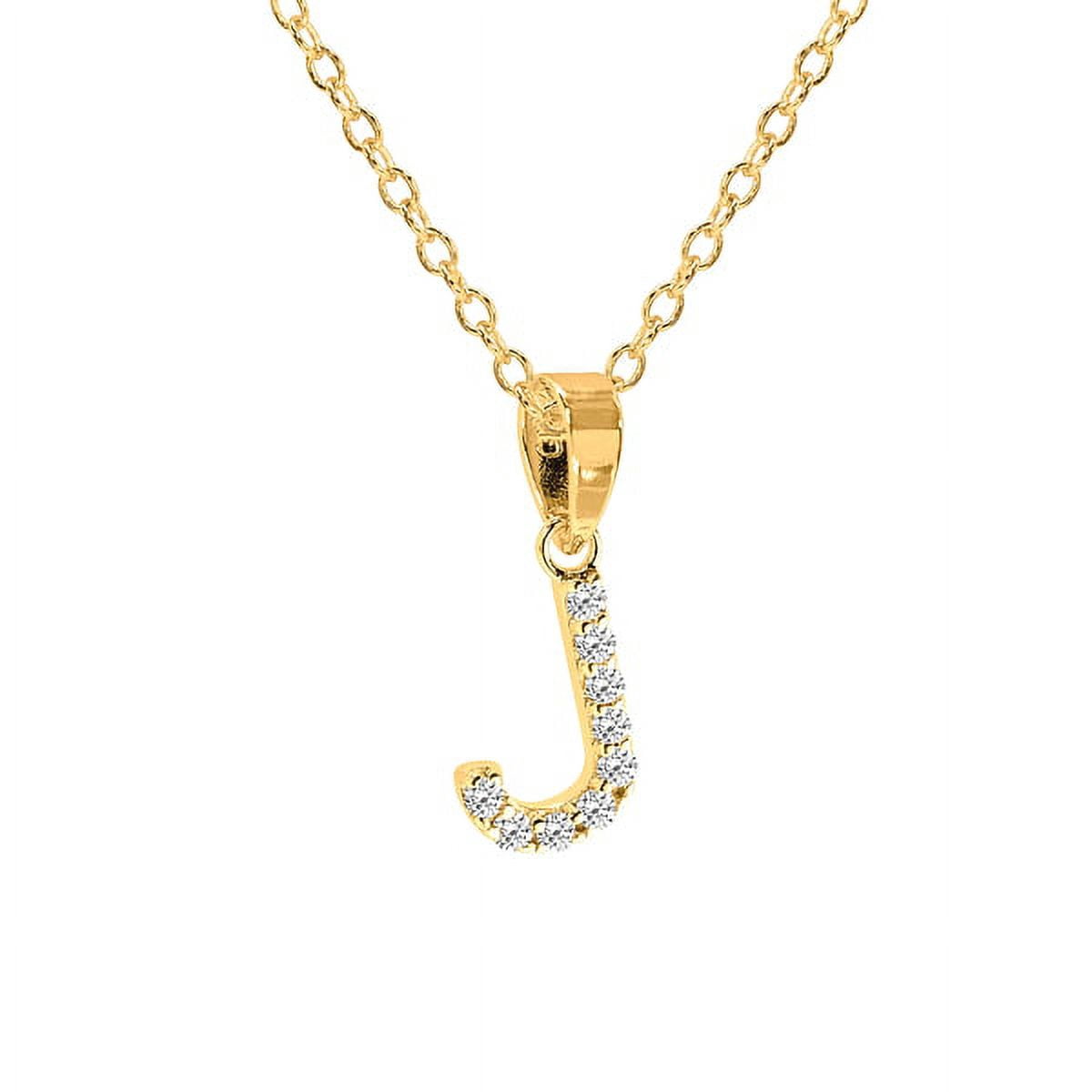 Personalized Sterling Silver Cubic Zirconia Initial Letter Pendant with 18-inch Link chain