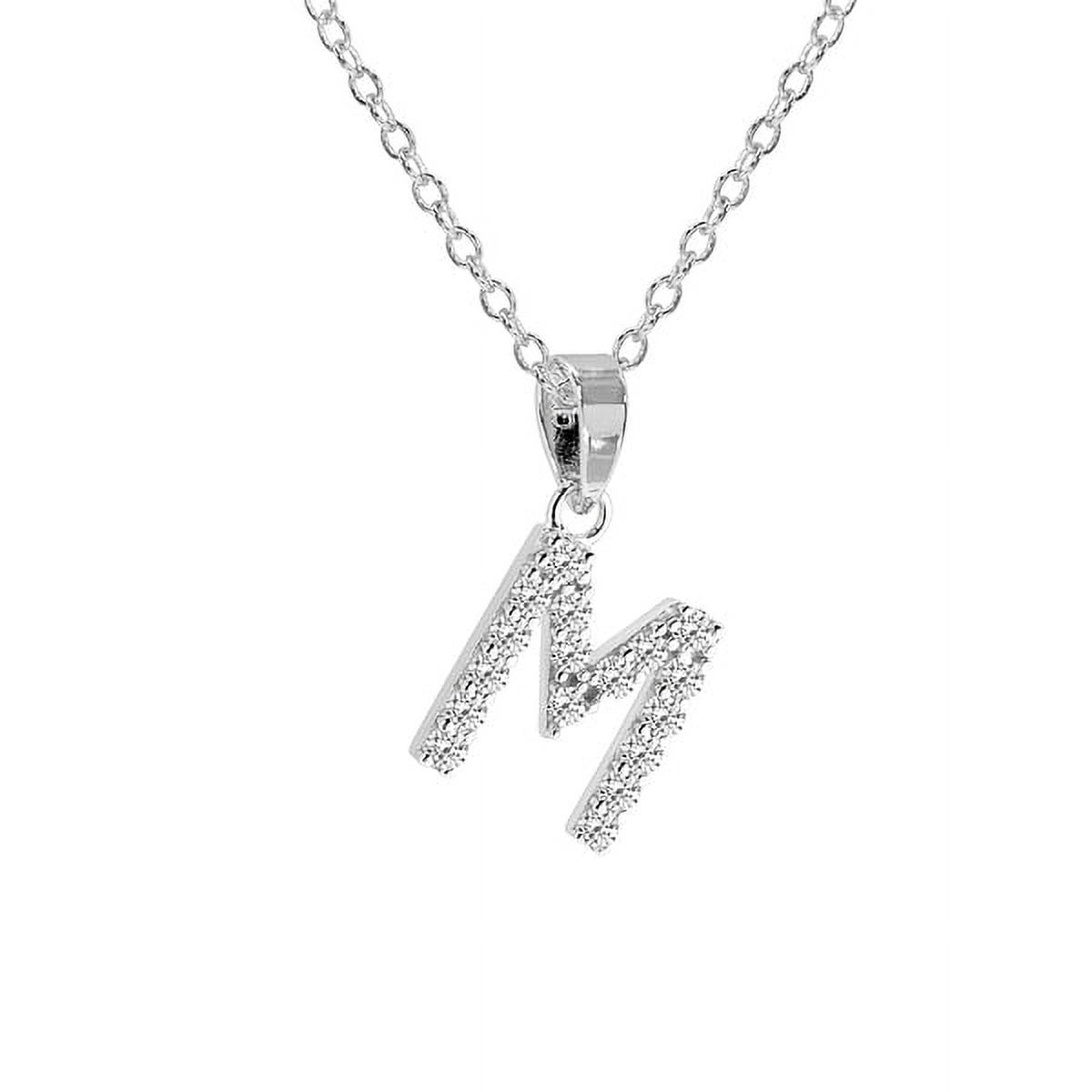 Personalized Sterling Silver Cubic Zirconia Initial Letter Pendant with 18-inch Link chain