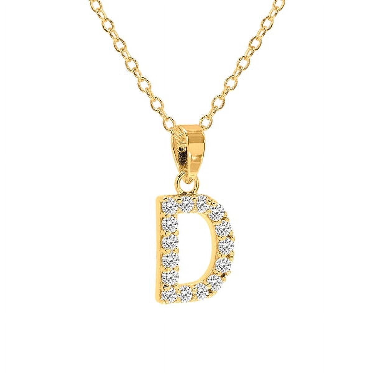 Personalized Sterling Silver Cubic Zirconia Initial Letter Pendant with 18-inch Link chain