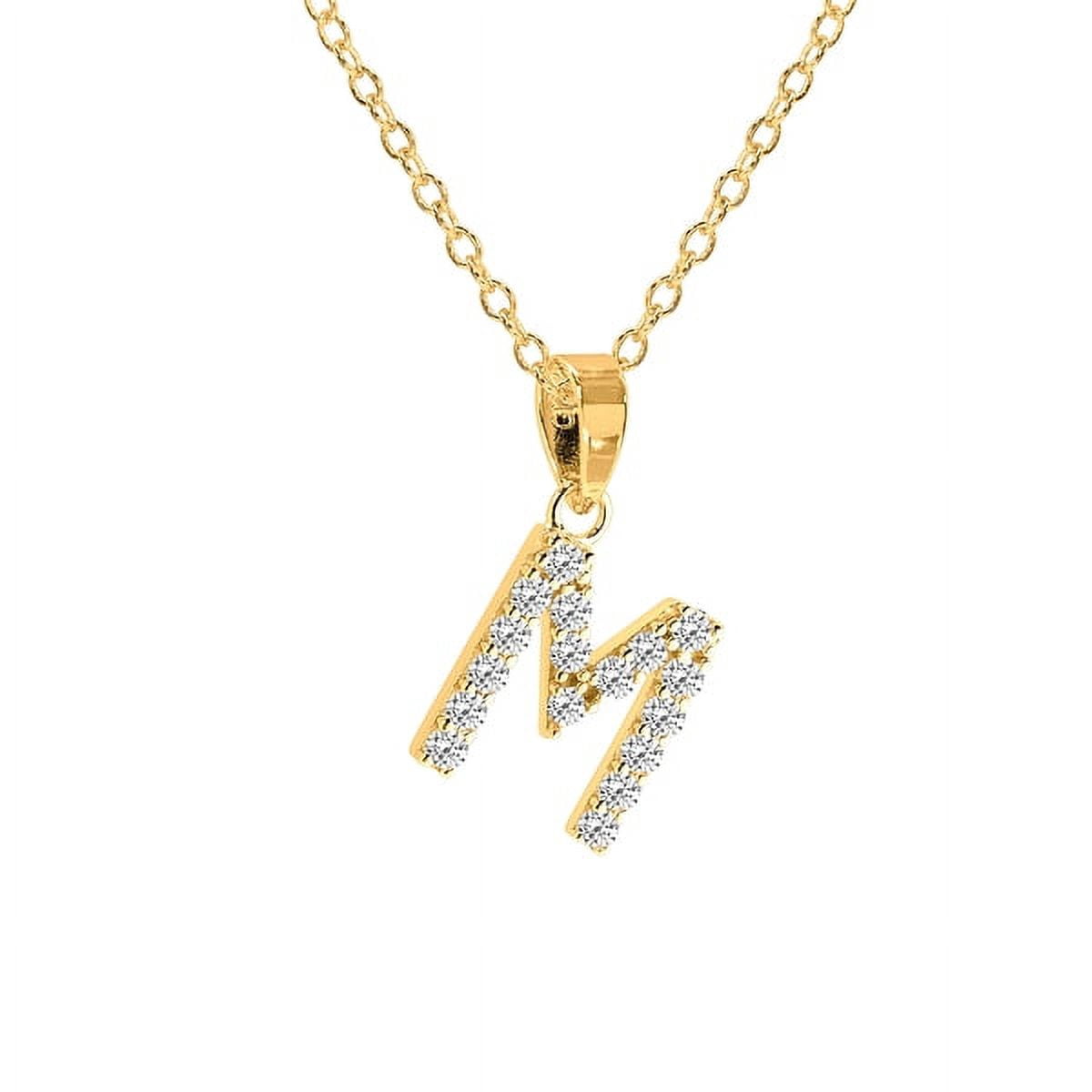 Personalized Sterling Silver Cubic Zirconia Initial Letter Pendant with 18-inch Link chain