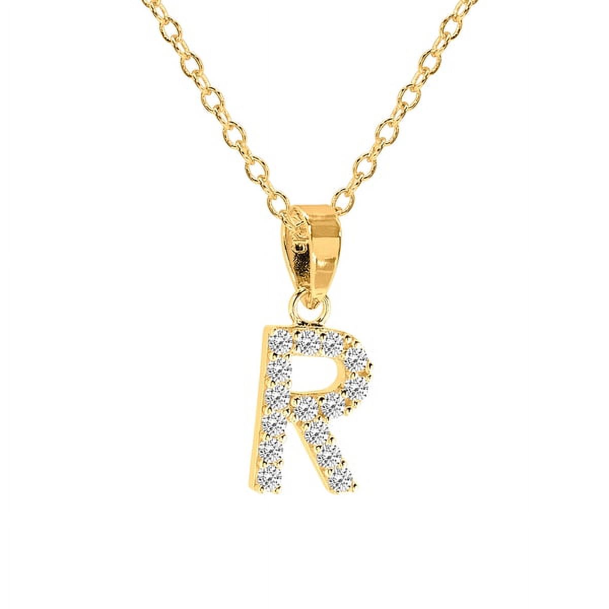 Personalized Sterling Silver Cubic Zirconia Initial Letter Pendant with 18-inch Link chain