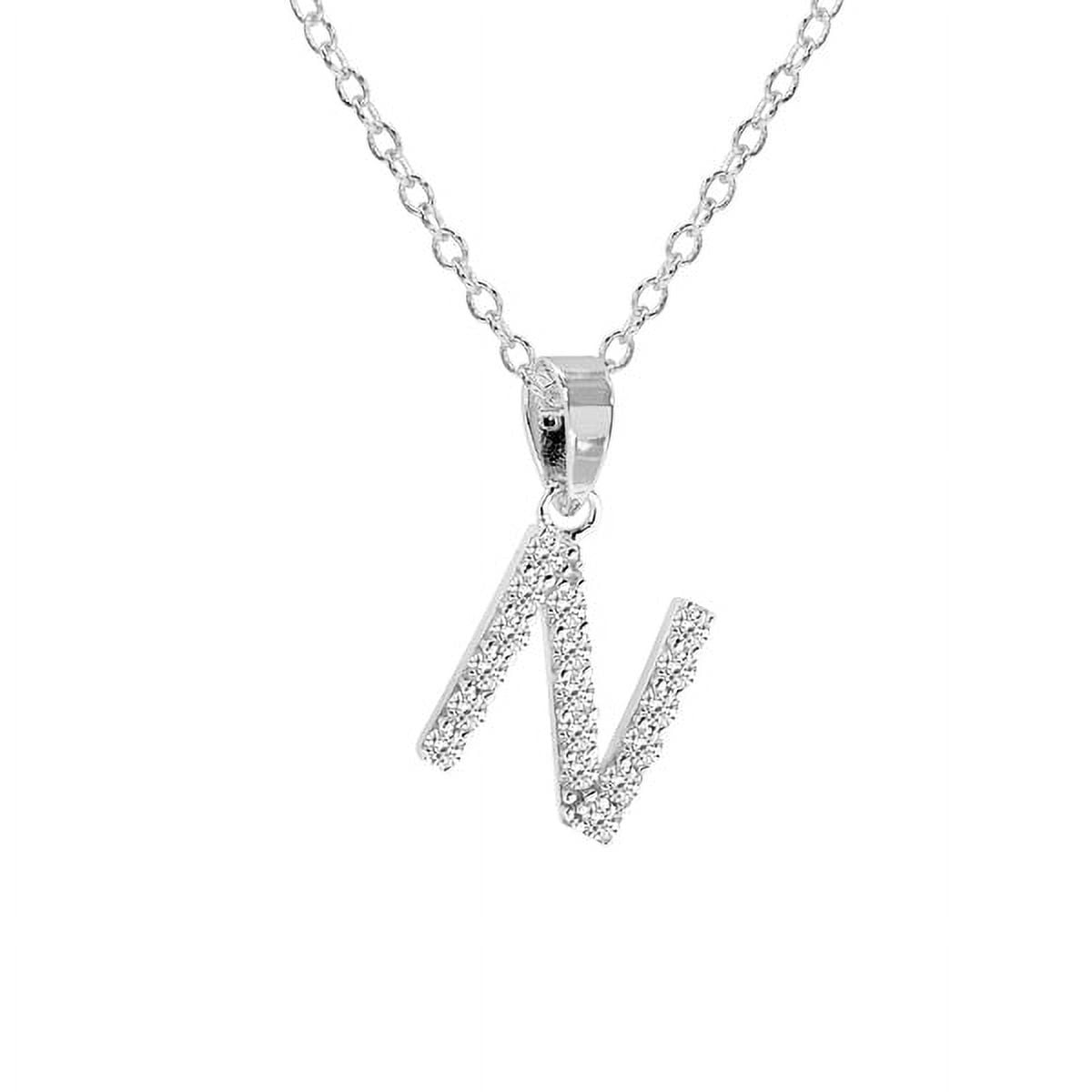 Personalized Sterling Silver Cubic Zirconia Initial Letter Pendant with 18-inch Link chain