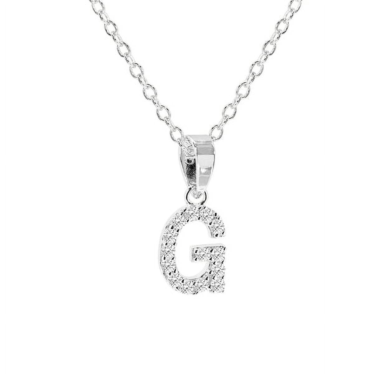 Personalized Sterling Silver Cubic Zirconia Initial Letter Pendant with 18-inch Link chain