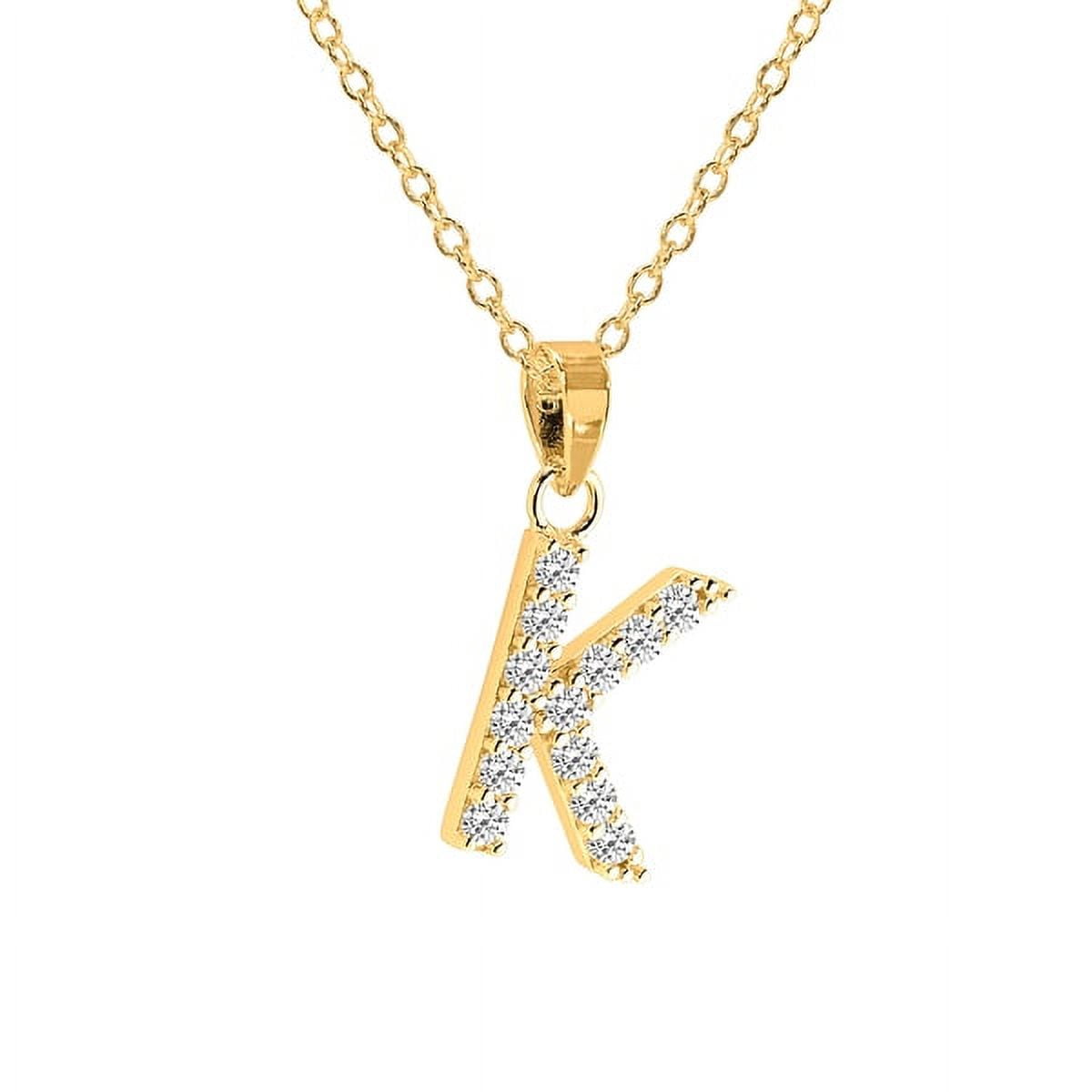 Personalized Sterling Silver Cubic Zirconia Initial Letter Pendant with 18-inch Link chain