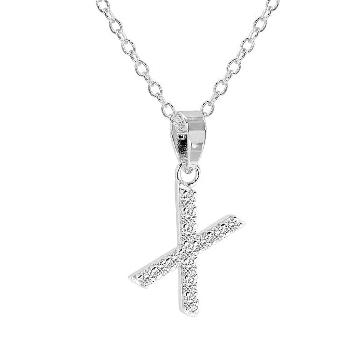 Personalized Sterling Silver Cubic Zirconia Initial Letter Pendant with 18-inch Link chain