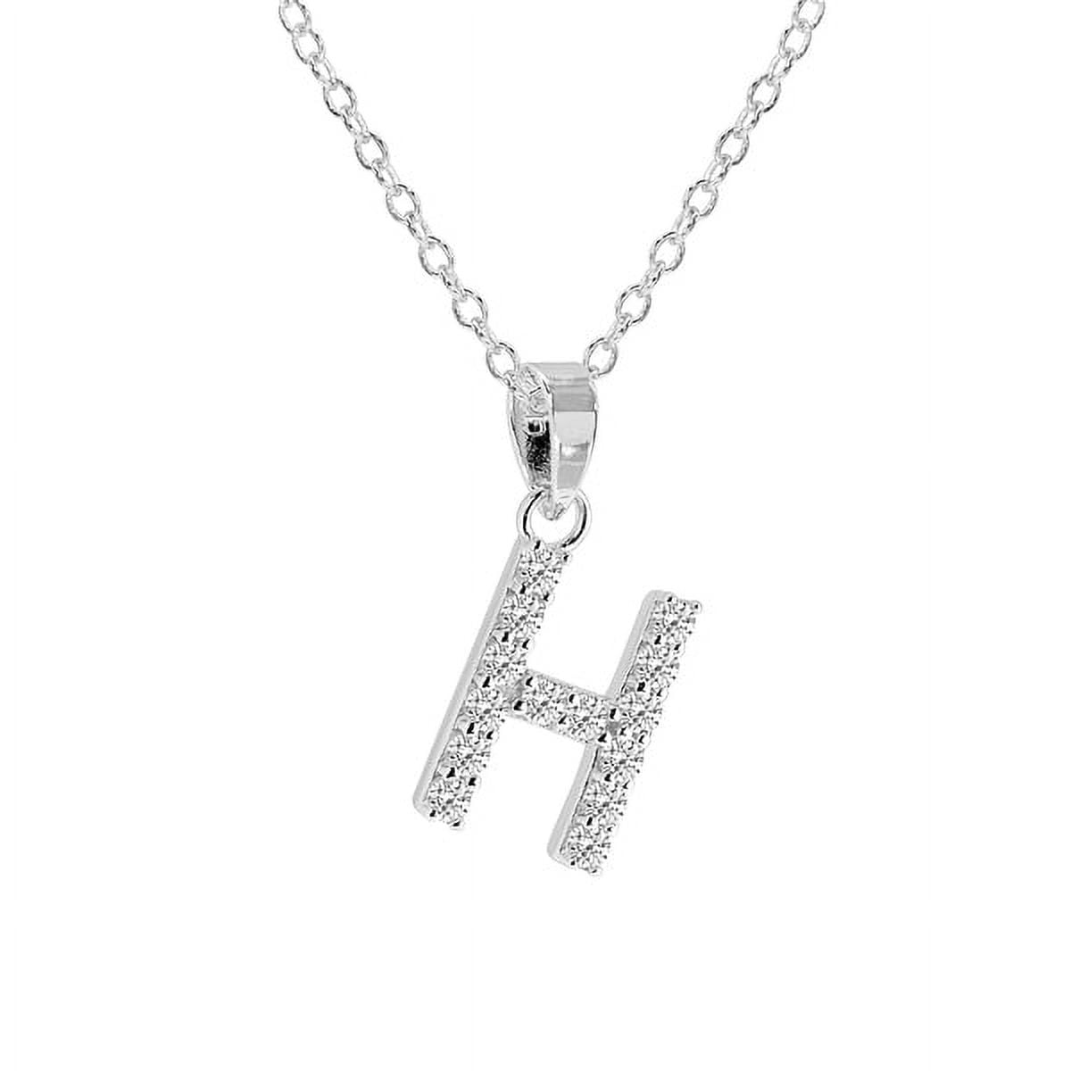 Personalized Sterling Silver Cubic Zirconia Initial Letter Pendant with 18-inch Link chain
