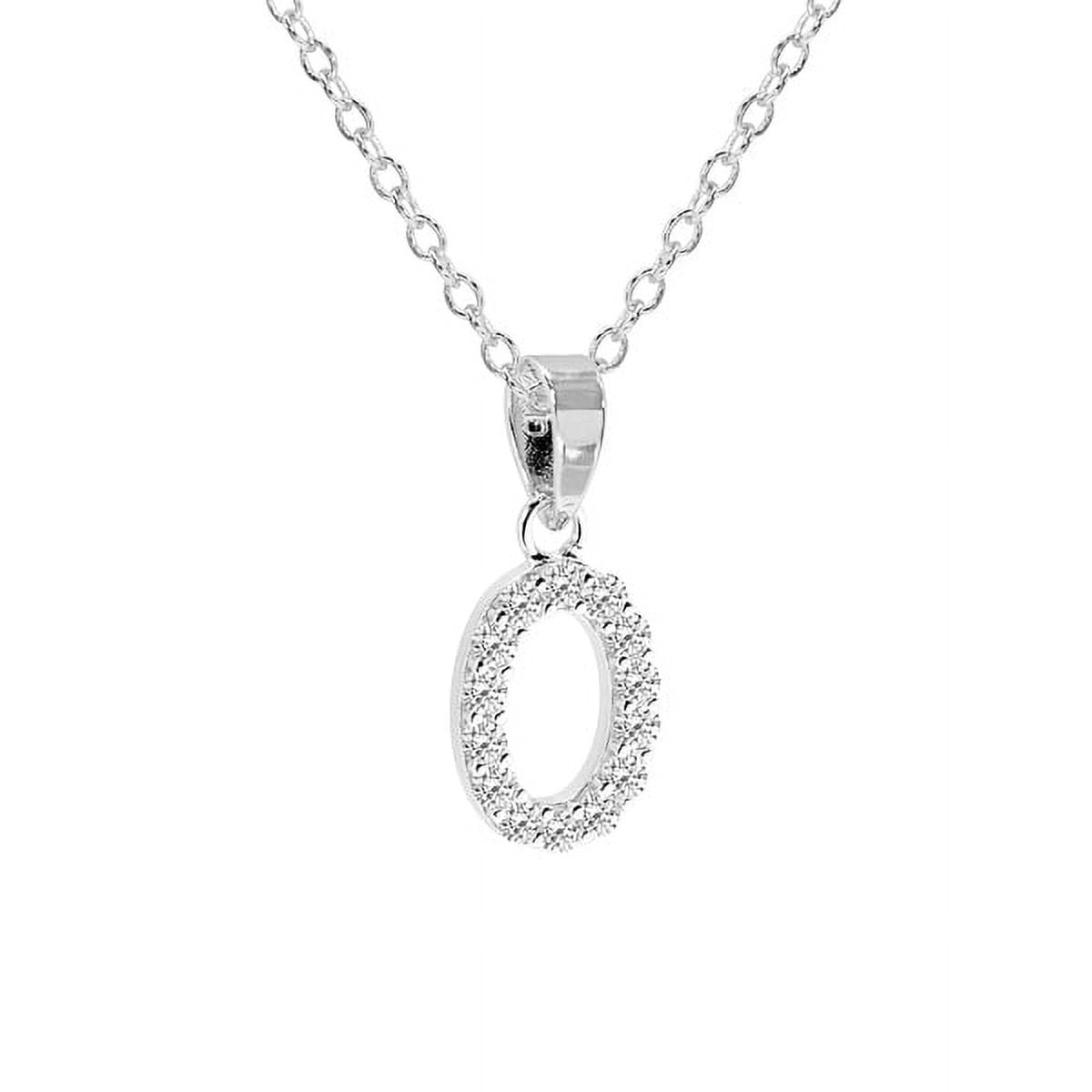 Personalized Sterling Silver Cubic Zirconia Initial Letter Pendant with 18-inch Link chain