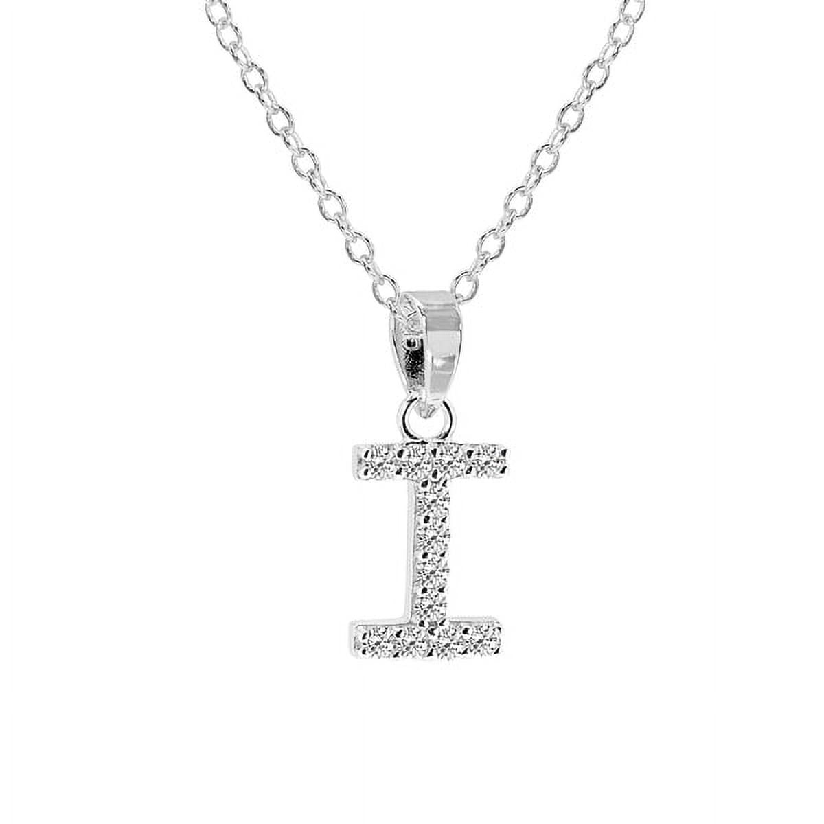 Personalized Sterling Silver Cubic Zirconia Initial Letter Pendant with 18-inch Link chain