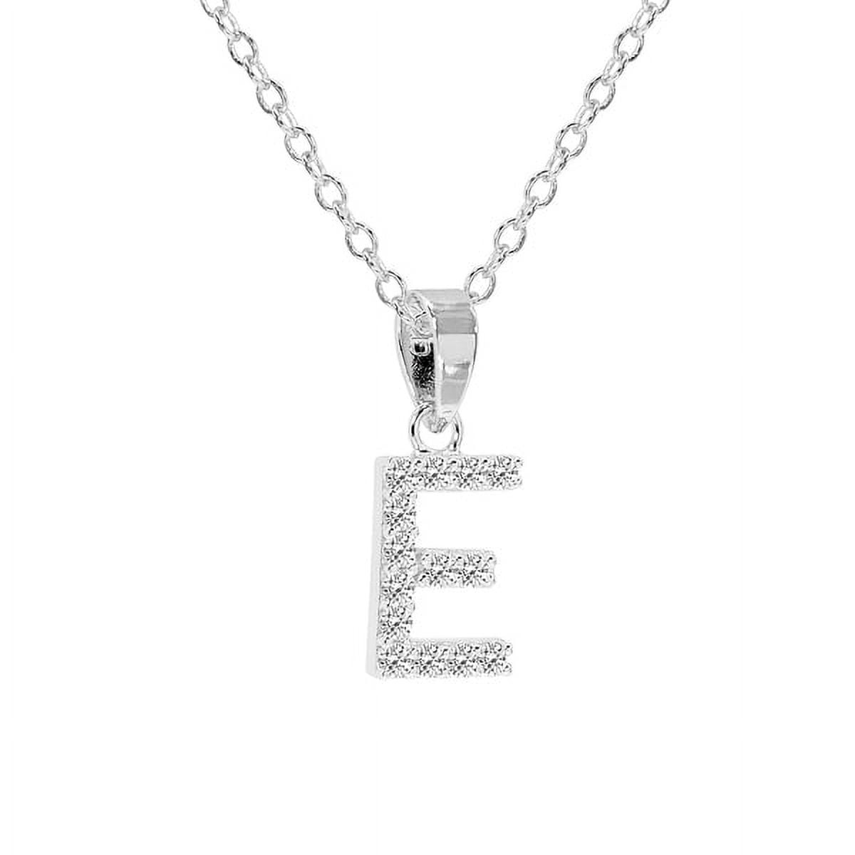Personalized Sterling Silver Cubic Zirconia Initial Letter Pendant with 18-inch Link chain