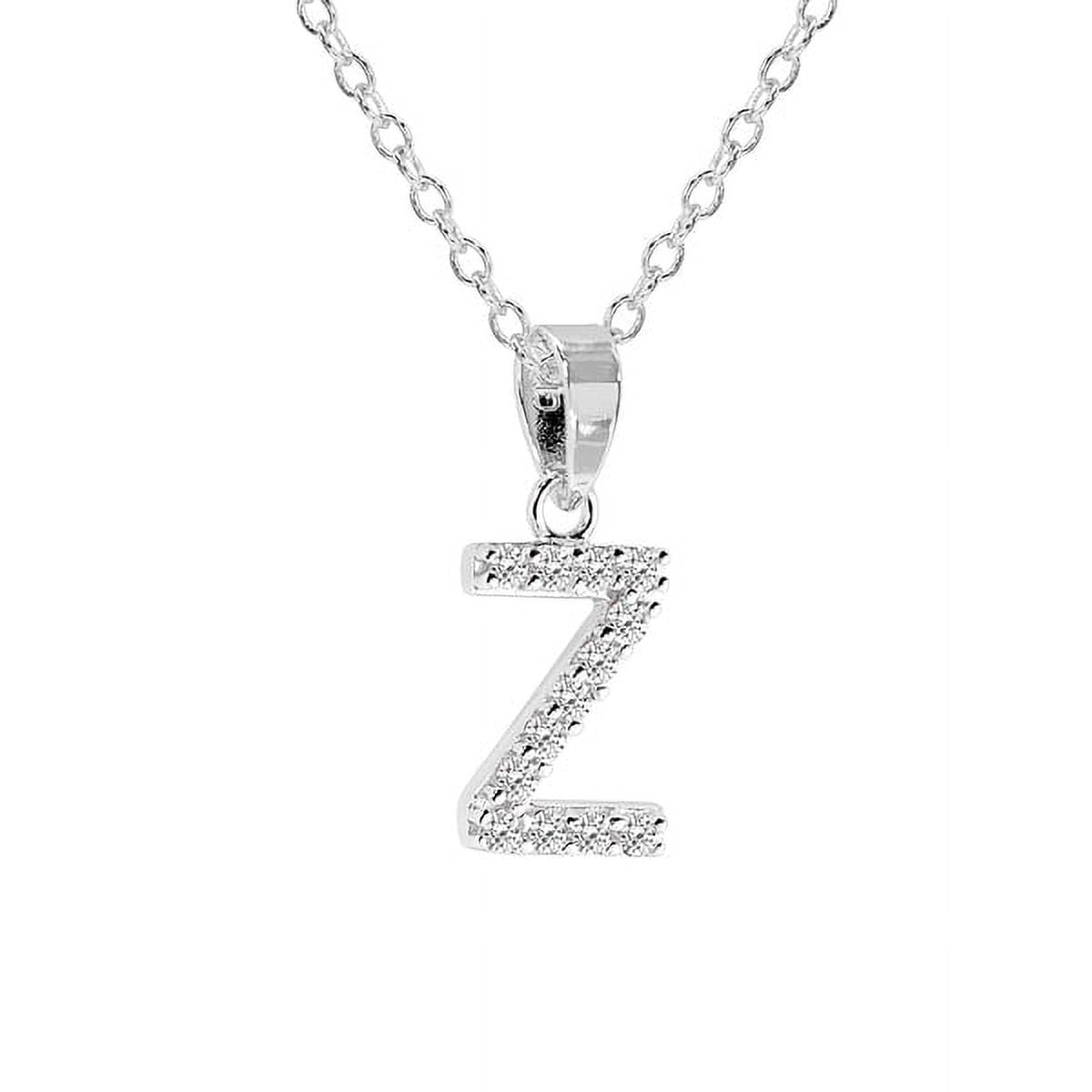 Personalized Sterling Silver Cubic Zirconia Initial Letter Pendant with 18-inch Link chain