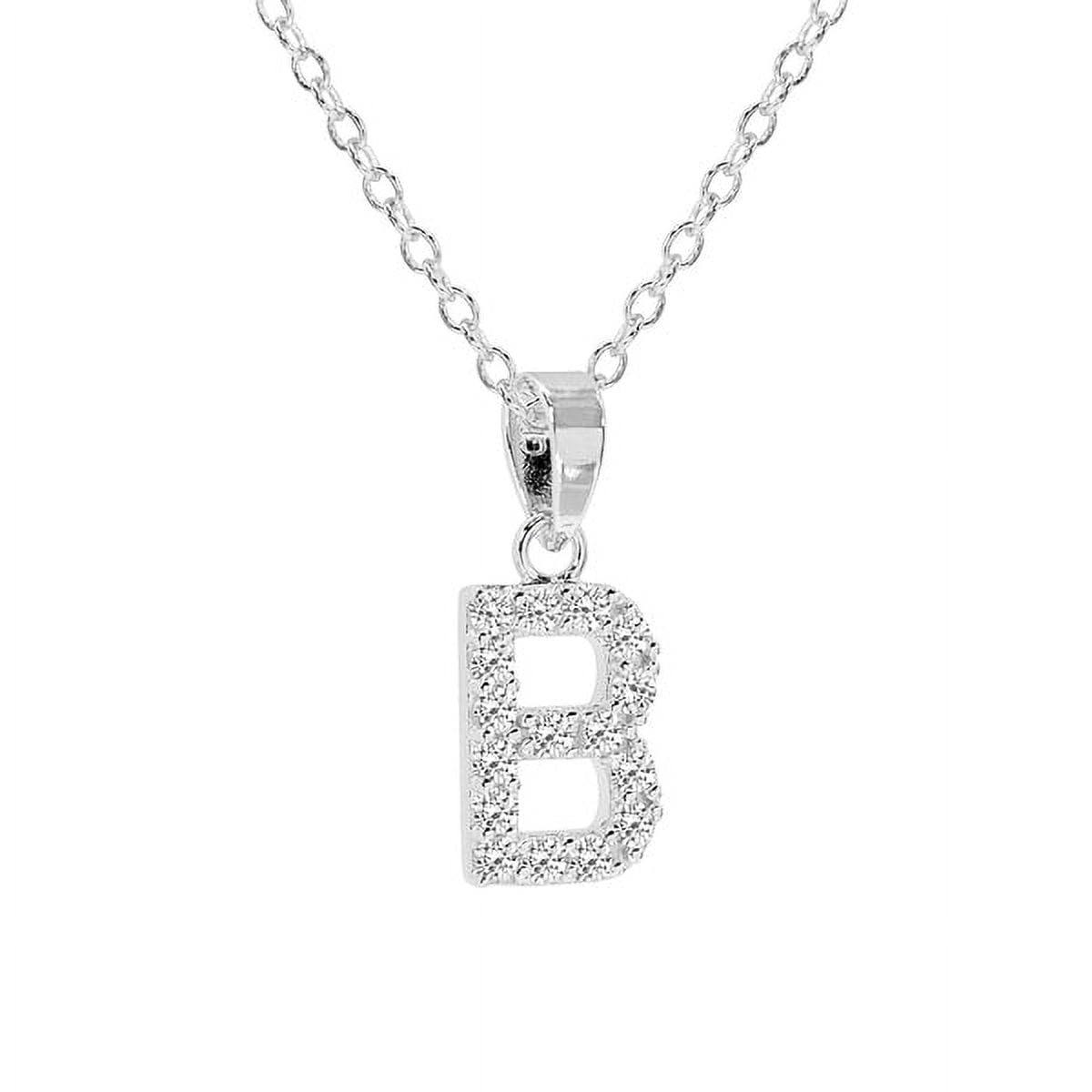 Personalized Sterling Silver Cubic Zirconia Initial Letter Pendant with 18-inch Link chain