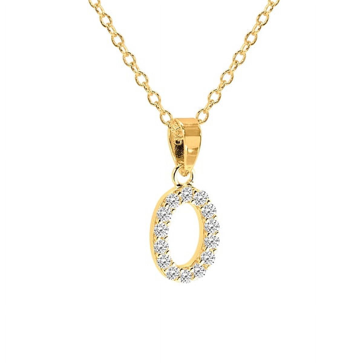 Personalized Sterling Silver Cubic Zirconia Initial Letter Pendant with 18-inch Link chain