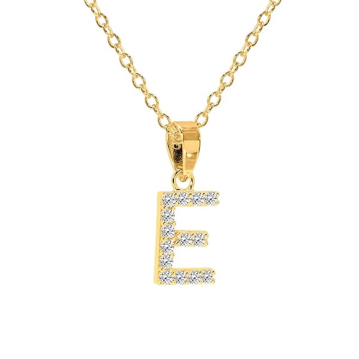 Personalized Sterling Silver Cubic Zirconia Initial Letter Pendant with 18-inch Link chain
