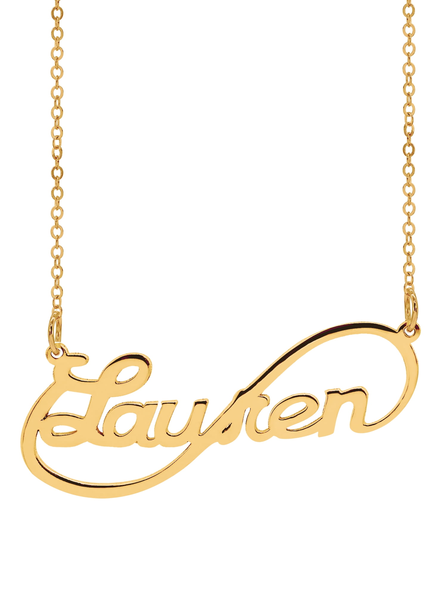 Personalized Sterling Silver, Gold Plated, 10k or 14k Infinity Nameplate Necklace With 18 inch Link Chain