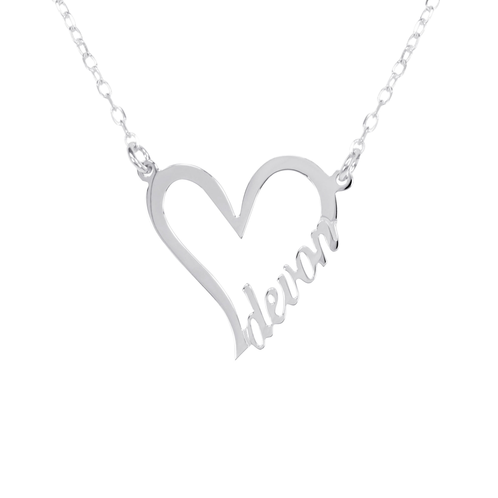 HEIGHTS JEWELERS Personalized Sterling Silver Heart Name Necklace-Order by December 1 to receive in time for Christmas