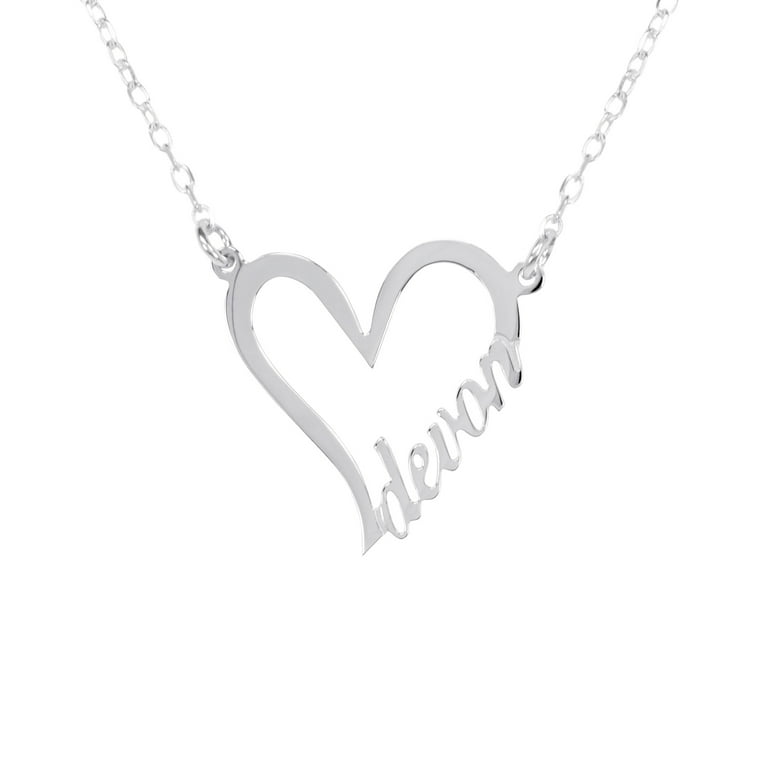 ♥ Personalized Sterling Silver Heart Name Necklace-Order by