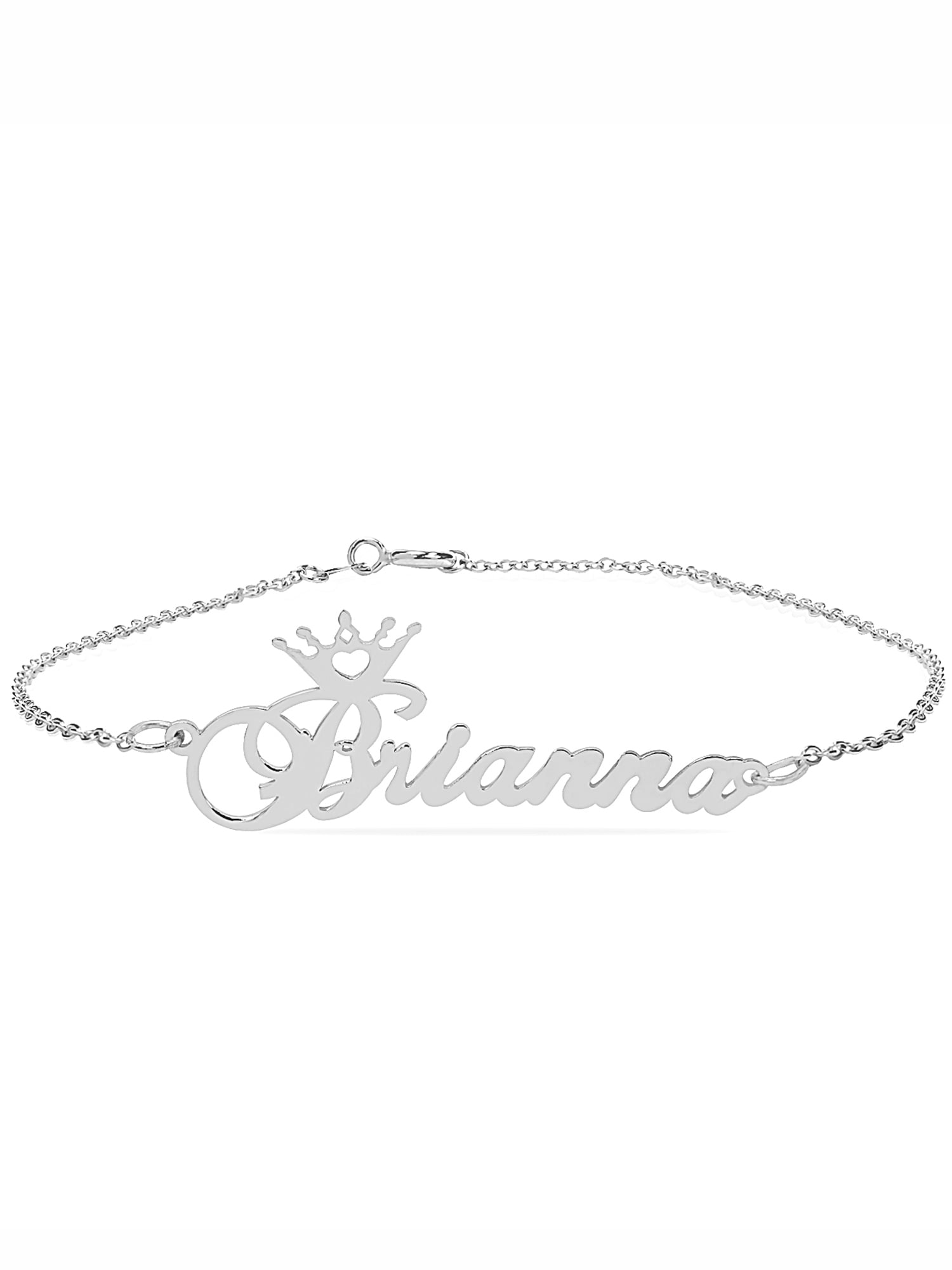Personalized Sterling Silver Name Crown Bracelet