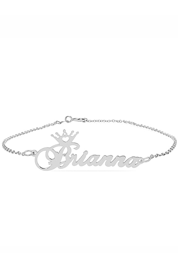 Personalized Sterling Silver Name Crown Bracelet