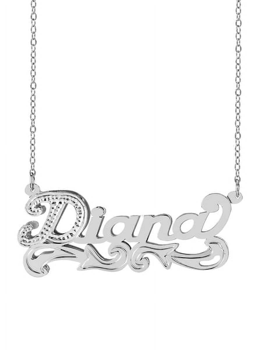 Personalized Sterling Silver or 14K Gold Plated Double Name Necklace w/Beading and Rhodium on First Initial 18" Link Chain. Spring Ring Clasp