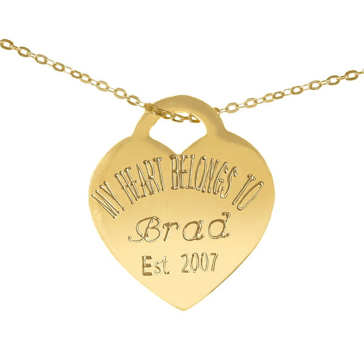 ♥ Personalized Sterling Silver or 14K Gold Plated Sterling Silver Heart Pendant Name Engraved Necklace