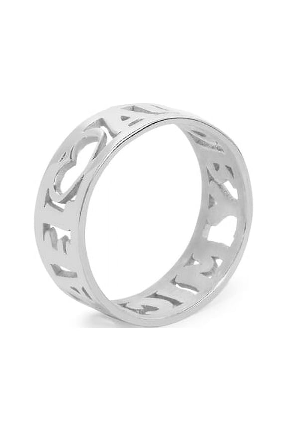 Personalized Sterling Silver or 14K Gold Plated Sterling Silver Two-Name Sculpted Cut-Out Name Ring