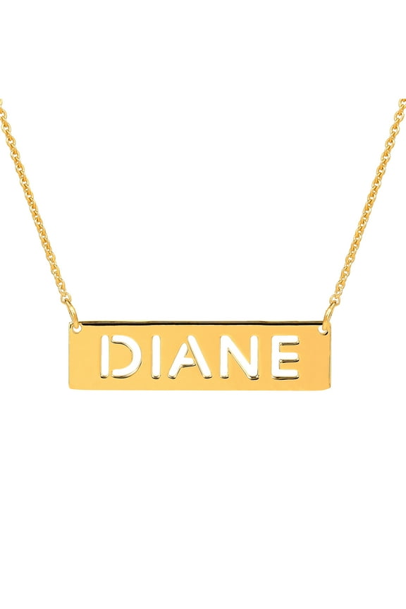 Personalized Sterling Silver or Gold Plated Nameback Necklace with Pierced Letters with an 18 inch Link Chain