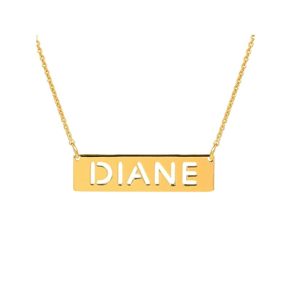 Personalized Sterling Silver or Gold Plated Nameback Necklace with Pierced Letters with an 18 inch Link Chain