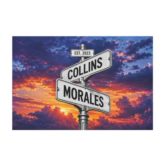 Personalized Street Sign Names and Date Canvas Wall Art For Couples 12*18in