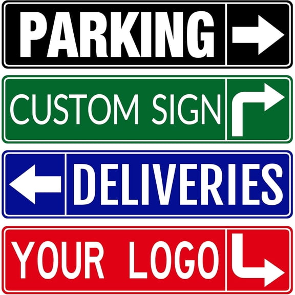 Personalized Street Sign with Arrow and Logo, Rust-Free Aluminum, Reflective or Glow in the Dark, Custom Text, Multiple Sizes