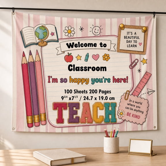 Personalized Striped Classroom Tapestry, Back To School, Classroom Tapestry Decoration, Ne