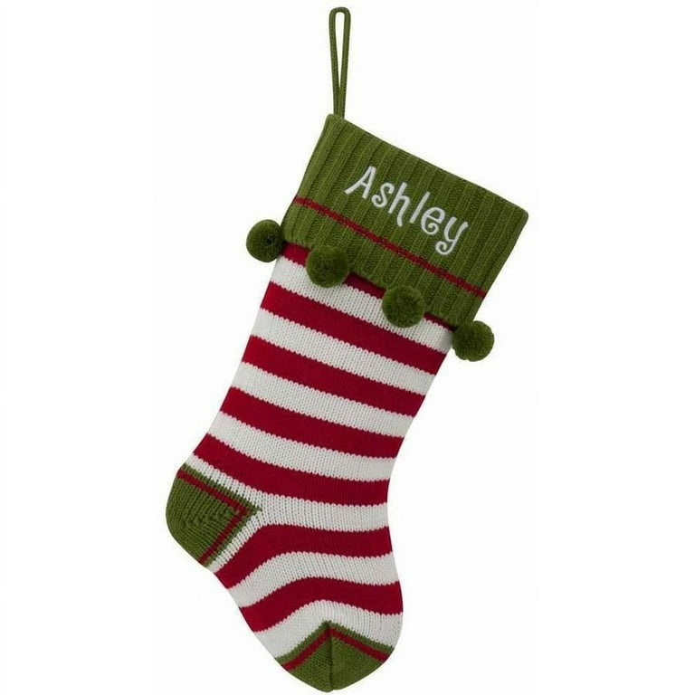 Personalized Striped Knit Christmas Stocking Available In Multiple