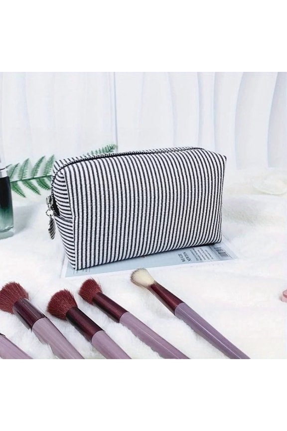 Personalized Striped Toiletry Bag - Custom Embroidered, Portable Polyester Cosmetic Storage, Ideal for Travel, School Dorm & Hom