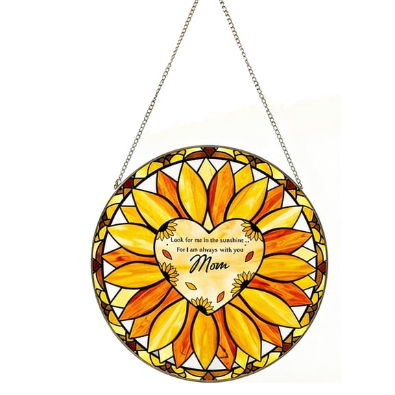 Personalized Sunflower Stained Glass Window Ornament Memorial Gift for Loss, Home Decor for Kitchen, Bedroom, Garden Patio, Handmade Art, Custom Name & Date