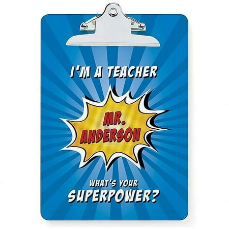 Personalized Super Teacher Clipboard, Blue